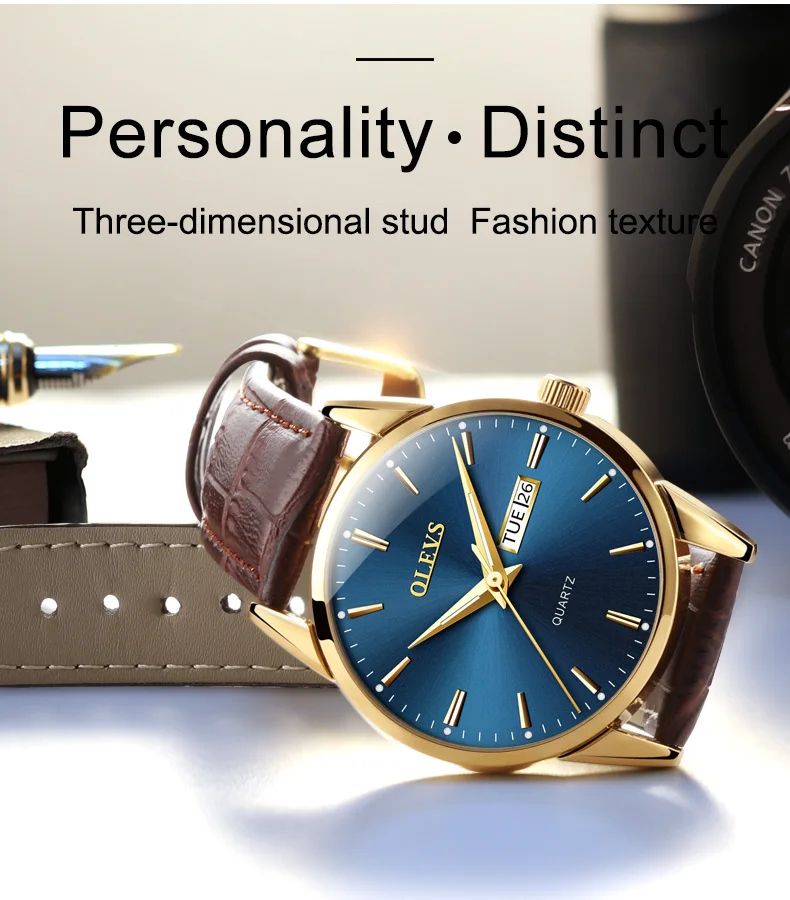 Olevs 6898 Men's Wrist Watches Simple Luxury Analog Quartz Calendar ...