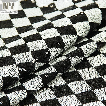Nanyee Textile 3mm Sequin Check Pattern Black And White Sequin Fabric