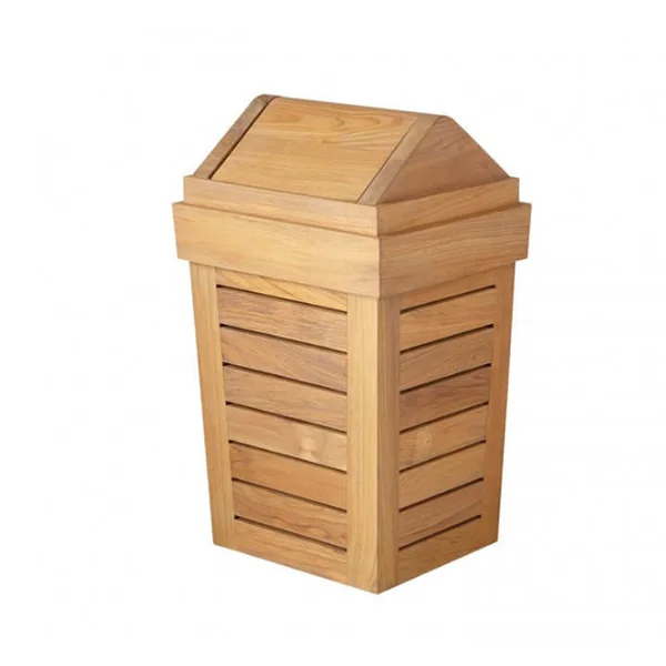Экологичная деревянная корзина для отходов с крышкой