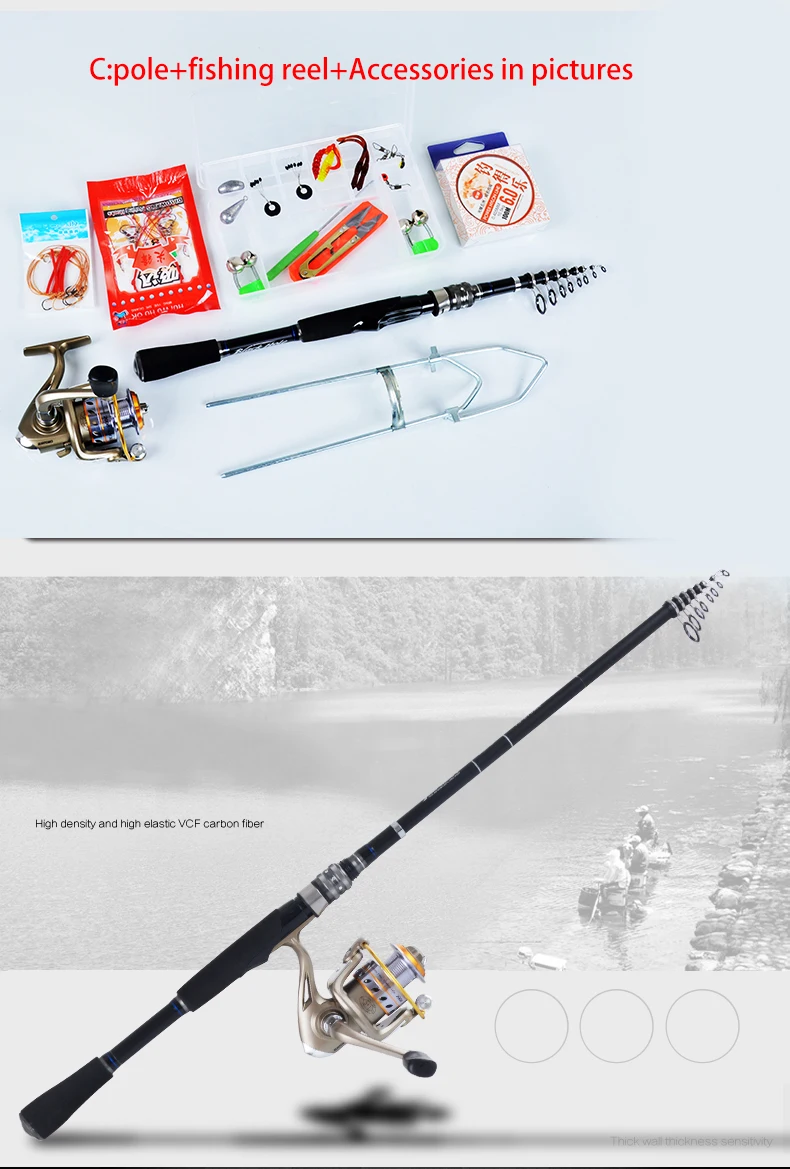 Trolling Fishing Rod Kit Carbon Telescopic Spinning Fishing Rod