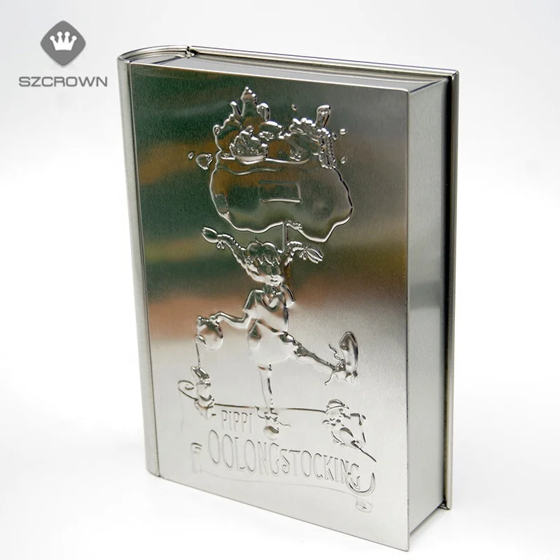 Металлическая подарочная коробка в форме книги для студентов перерабатываемая Рождественская упаковка жестяная