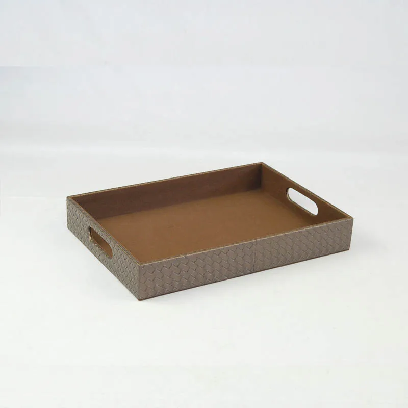 Пользовательские прямоугольные лотки из искусственной кожи для хранения сервисный лоток отеля ресторана
