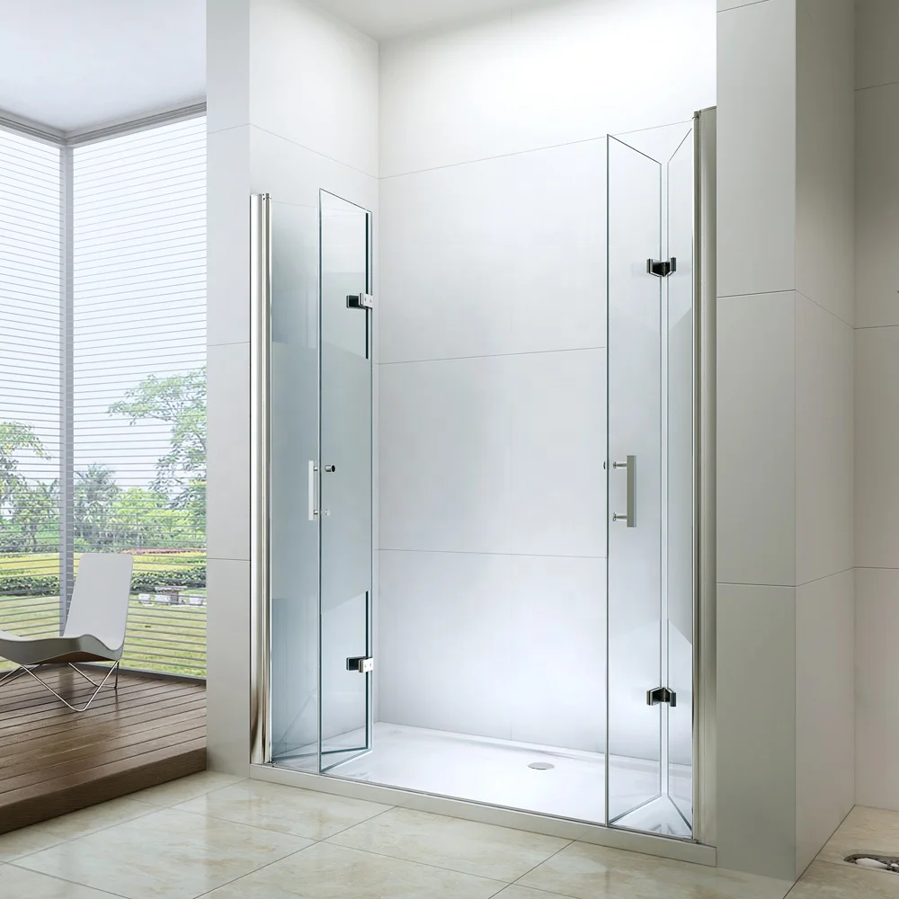 Exceed 2025 Retractable Double Open Accordion Glass Shower Door