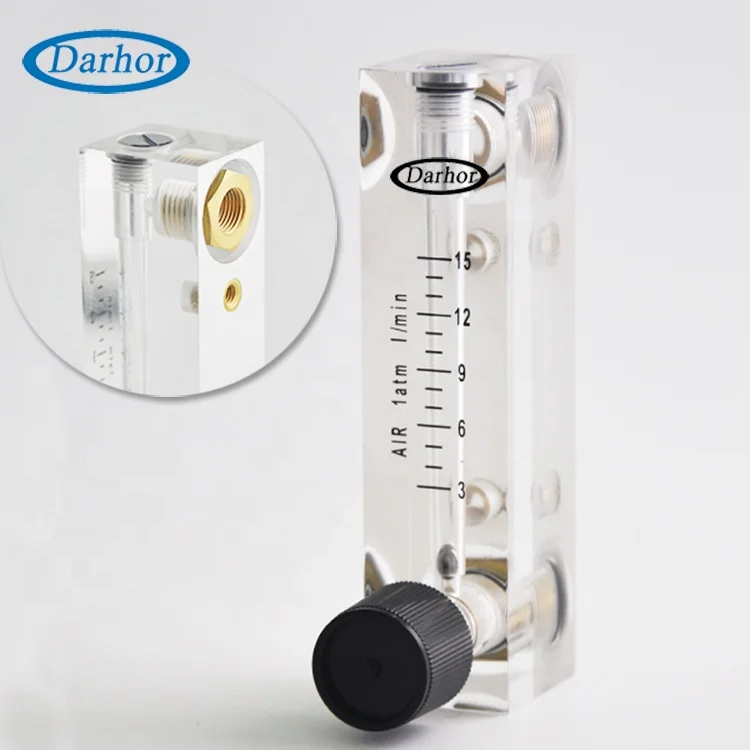 LWTZAORYI Rotameter 6-60 Ml/min – Panel-Durchflussmesser Für Gas & Luft, 8 Mm Anschluss, Mit Regelventil, Aus Kunststoff/Glas/Metall