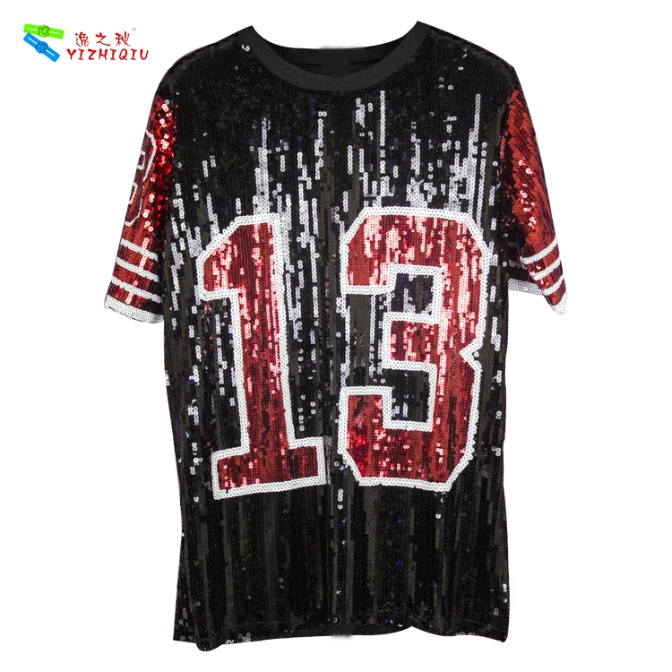 Wholesale YIZHIQIU womens custom reversible sequin t shirts sequin