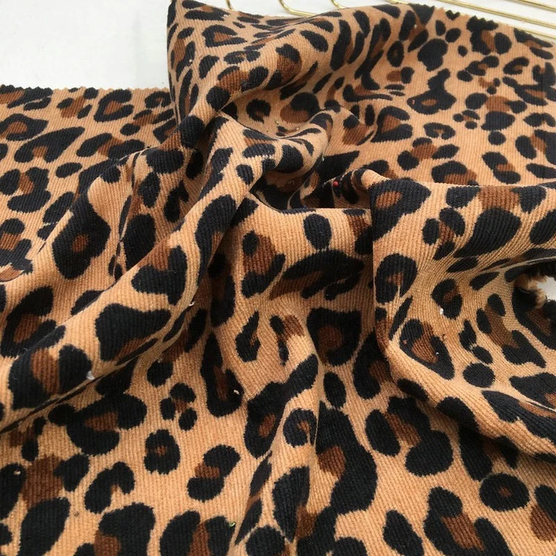 Customized Digital Printed Leopard Print Corduroy Fabric