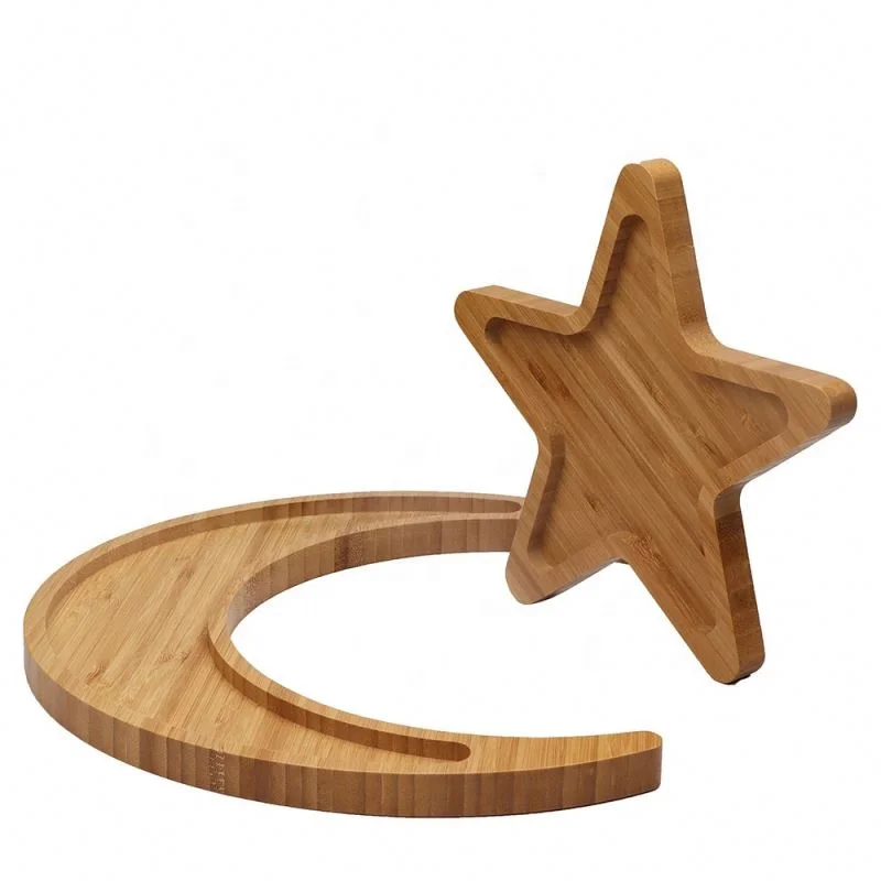 
Бамбуковый подающий поднос в форме звезды и Луны 
