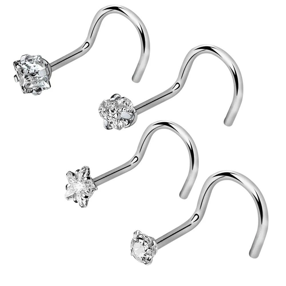 Crystal Rhinestone Nose Ring Bone Stud Surgical Steel Body Piercing Jewelry Nice 