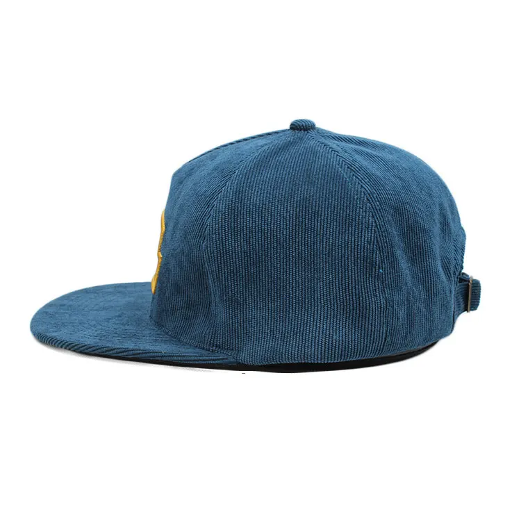 Wholesale High Quality Blank 100% Corduroy Flat Brim Snapback Panel Cap  Hat