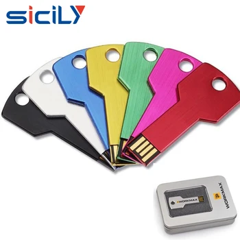 Pen Drive Colorful Metal Key Shape Pendrive 4GB 8GB USB Flash drive 16GB 32GB 64GB Memory Stick Portable U Disk(China (Mainland)