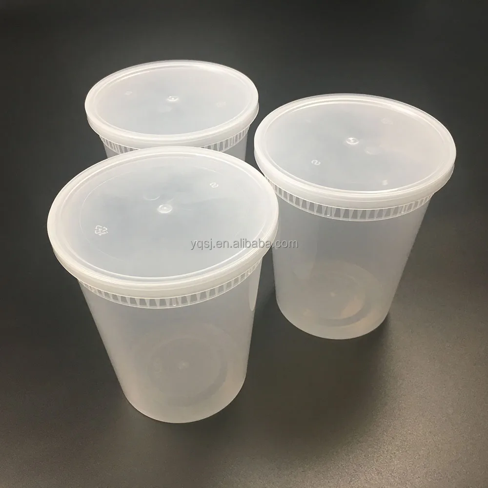 900 мл/32 унции прозрачные круглые одноразовые пластиковые контейнеры для хранения пищевых продуктов/чашки/контейнер с крышкой