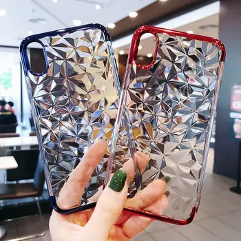 For iPhone X 8 7 6S Plus Case 3D Diamond Pattern Bling Crystal Soft Rubber Case Cover For iPhone XR XS MAX 6 7 8 Plus