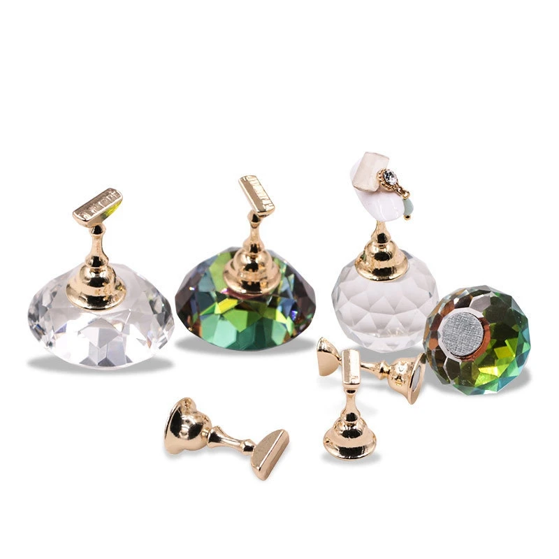 Magnetic Crystal Diamond Base False Nail Tips Practice Training Display Stand Holder Nail Art Display