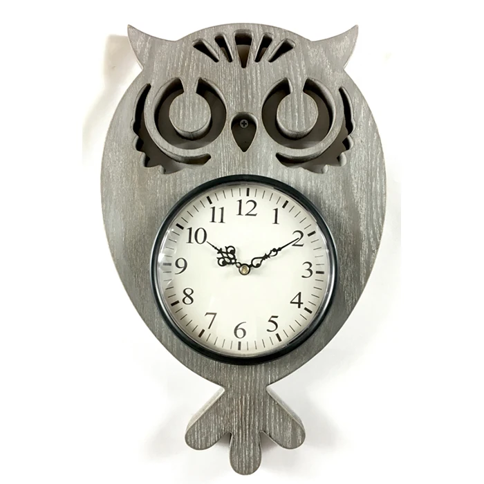 热销个性化手工复古猫头鹰造型卡通木质挂钟家居装饰 - buy hot sale