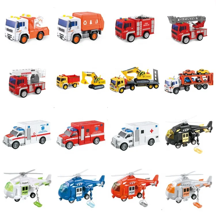 Engineering Back Cartoon Engineering Truck Toy Friction Car Pull Back Cars Push and Go Cars