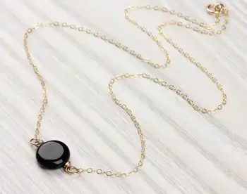Personalized Black Onyx pendant,Birthday Gift.