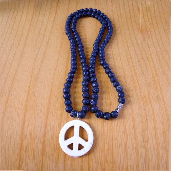 beaded peace sign necklace