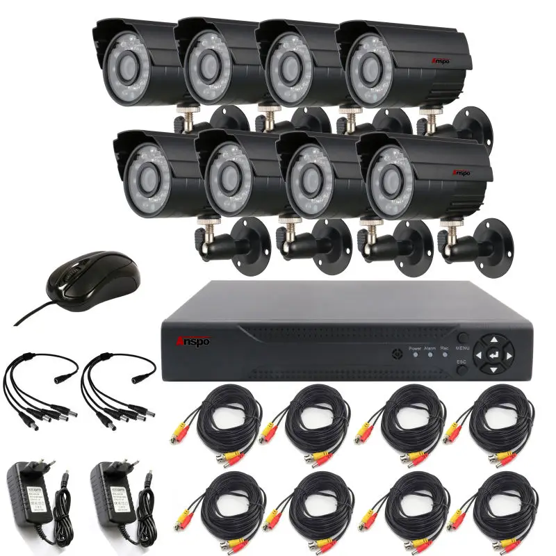 Kits de cámaras de vigilancia CCTV DVR, KIT de 8 canales, 720P, impermeable, AHD, 8 canales, juego completo de DVR