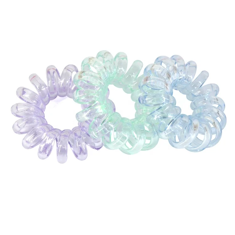 Modern Style Candy Color Scrunchies Durable Delicate Spiraled Elastic Hair Bands Transparent Telephone Wire Hairband