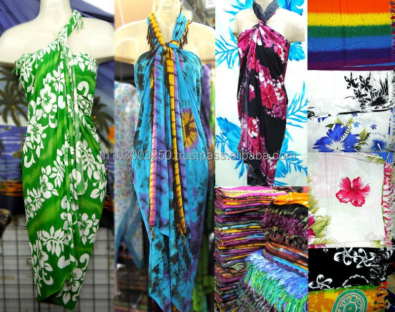 
Винтажный цветной саронг в стиле бохо с цветочным принтом, Гавайский пляж, тайский стиль 