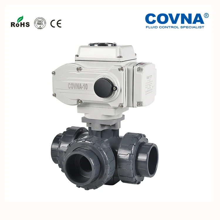 COVNA Urgent Order Motorized Ball Valve UPVC Dn40 DN50 3 Way 24 Volt 220V Thread Electric Control Ball Valve