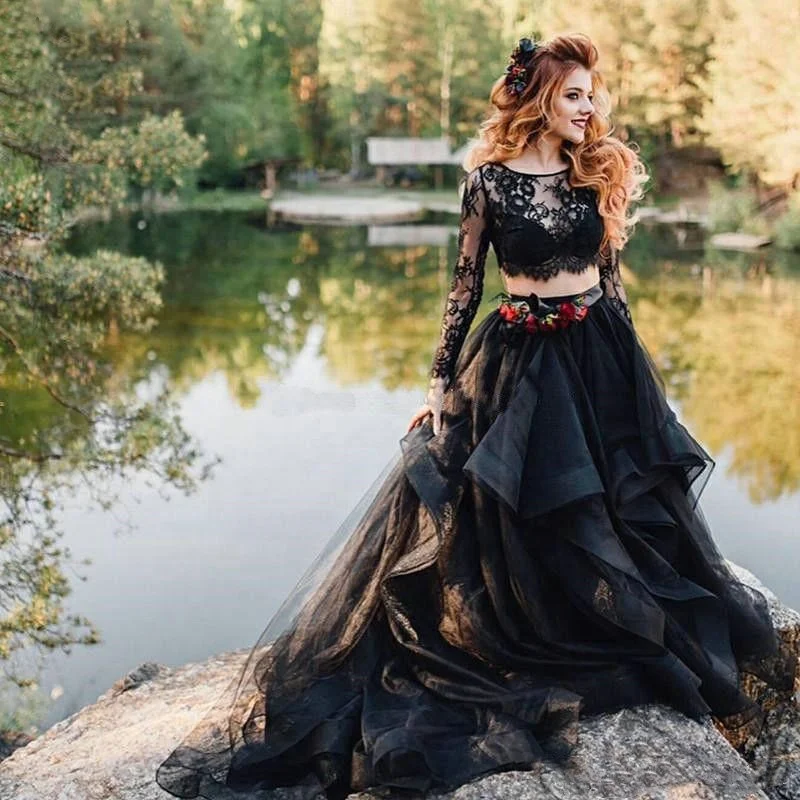 Black Western Prom Dress & Gothic Wedding Dress for Girls