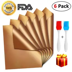 Черный/медный коврик для гриля и барбекю набор из 5 многоразовых антипригарных ковриков 13x15 75 дюймов с 2