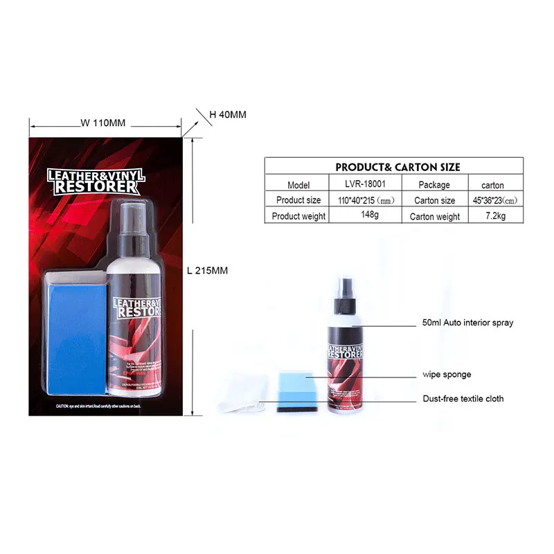 
LEATHER&VINYL RESTORER Car interior refurbished LVR-18001 Auto interior spray 