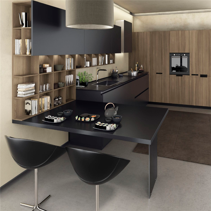 Простой кухонный шкаф из меламина с обеденным столом