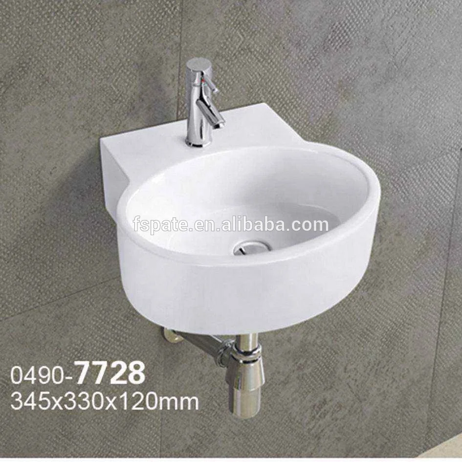 Mini Wall Mounted Bathroom Sink Ceramic Small Size Wall Hung Basin
