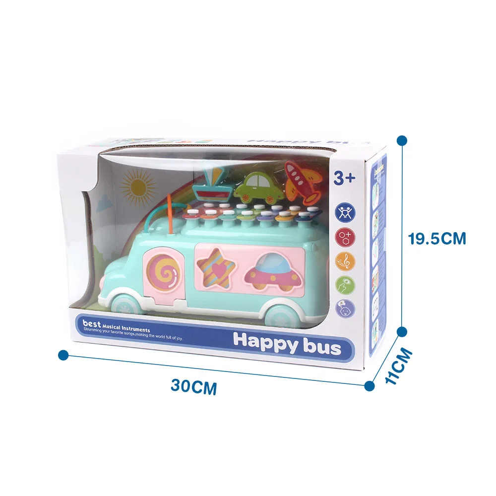 
 3 в 1 игрушки головоломки автобус блоки музыкальный инструмент для ксилофон для детей ясельного возраста  