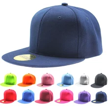 Adjustable Men Women Baseball Cap Solid Hip-Hop Snapback Flat Peak Hat Visor