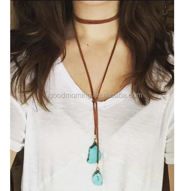 Choker Wrap Leather Necklace Lariat