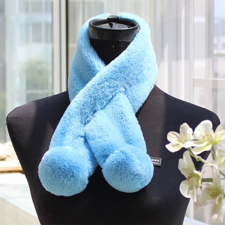 
Оптовая продажа, женский зимний шейный платок с помпоном из искусственного меха, теплые шарфы 