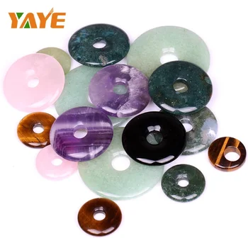 Factory Supply Natural Semi-precious Stones Donut Healing Crystal Donut Pendant for Sale