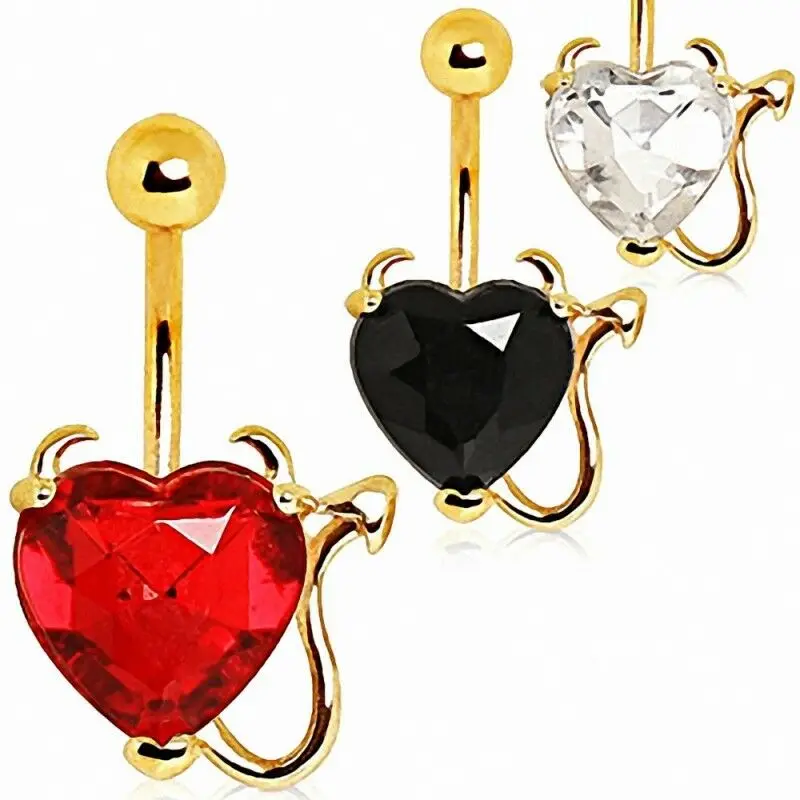 devil heart piercing belly button ring navel body jewelry
