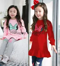 New Children s clothing sets Minnie Bow culottes suits kids long sleeve dress Leggings pants sets