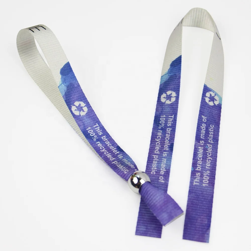 Free Design Plastic Tube Slide Lock Custom Woven Cloth Wristband for Events