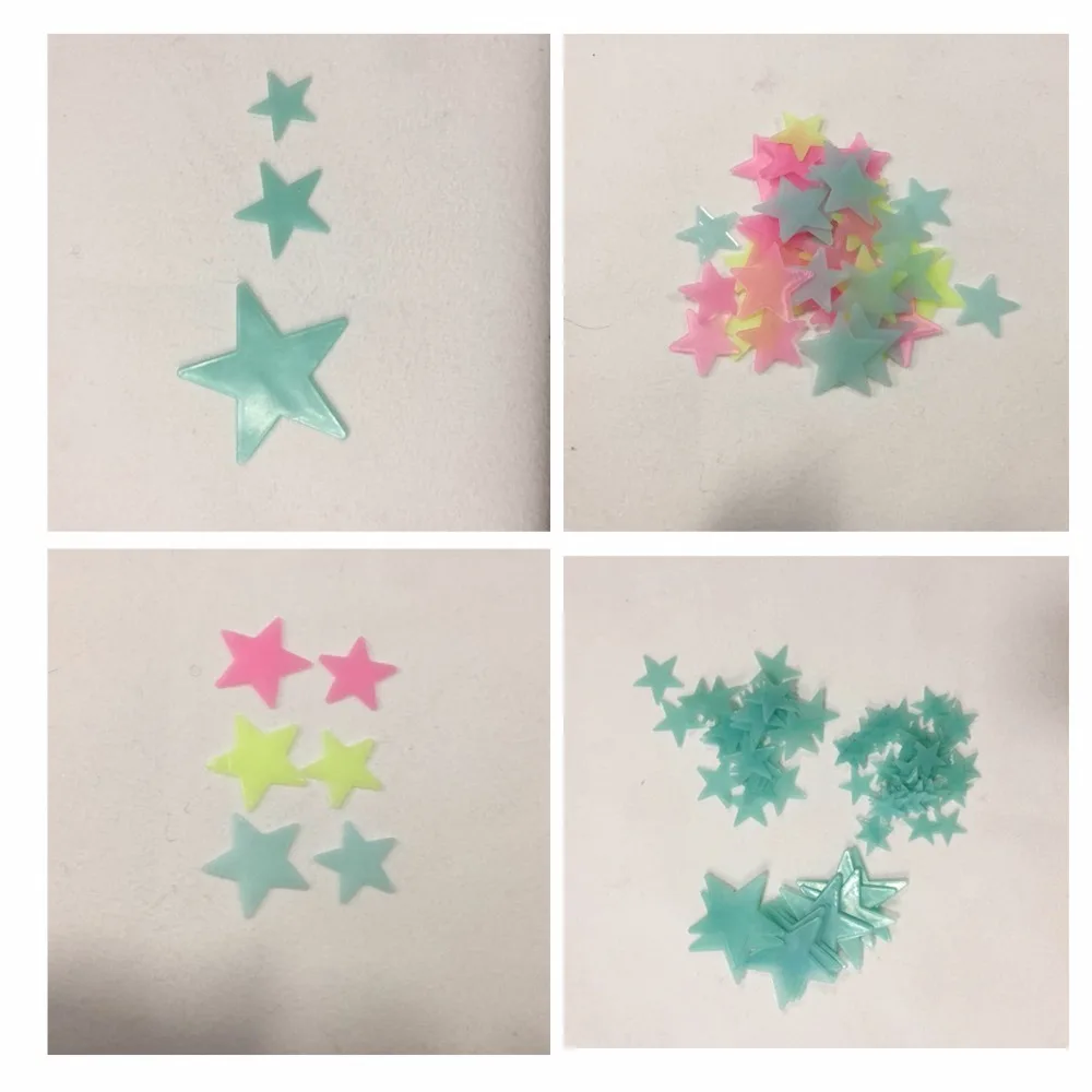 Декоративные наклейки с принтом пластиковые светящиеся в темноте звезды