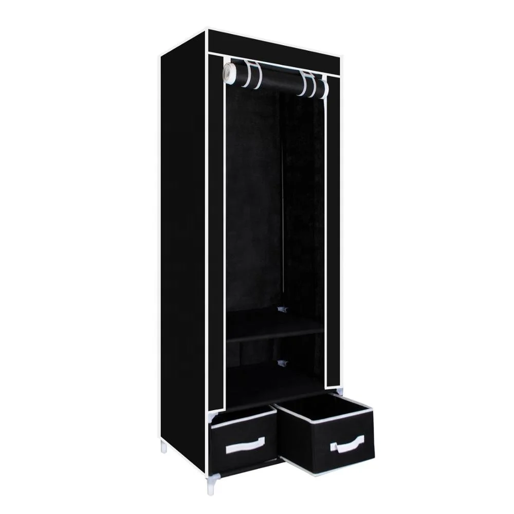 Fabric Double Canvas Wardrobe  With Clothes Storage Cupboard and  Shelves