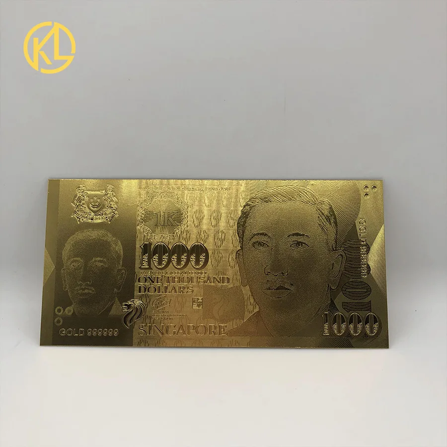 1000 Singapore Dollar Gold Banknote Plastic Money Gold Foil Bank Note  Banknotes Collection Decoration Birthday Gifts