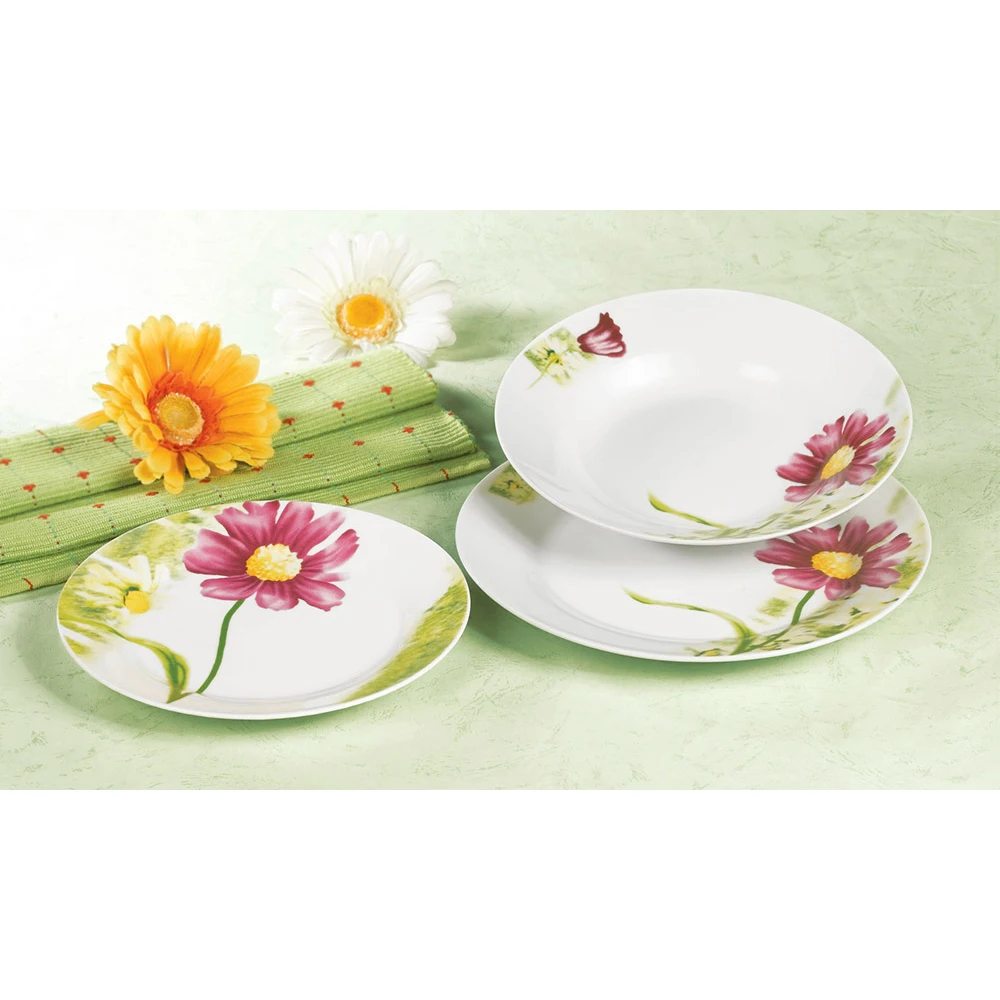 Wholesale 18pcs Custom Pattern Decoration Plates Dinnerware Ceramic  Tableware Restaurant Porcelain Dinner Set