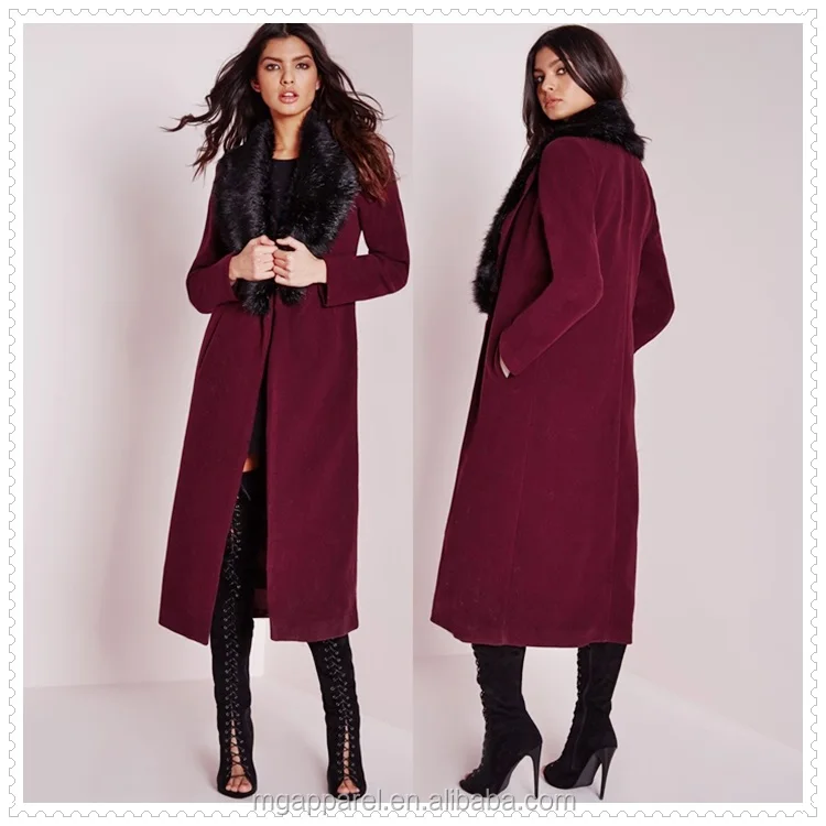 ladies burgundy wool coat