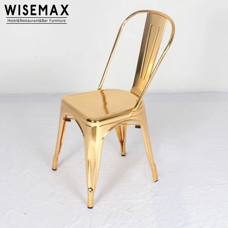 WISEMAX Rose Gold Metal Dining Chairs Stylish Stackable