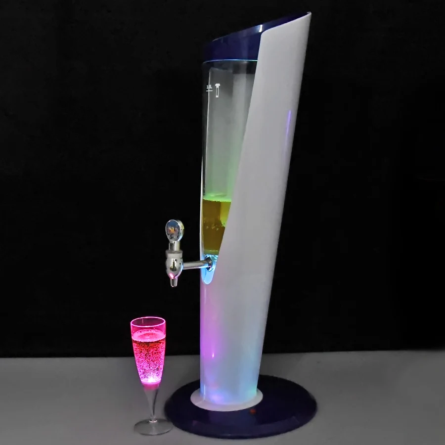 Beer Tower Dispenser with Ice Tube and Light - 3.2 Qt./3 L