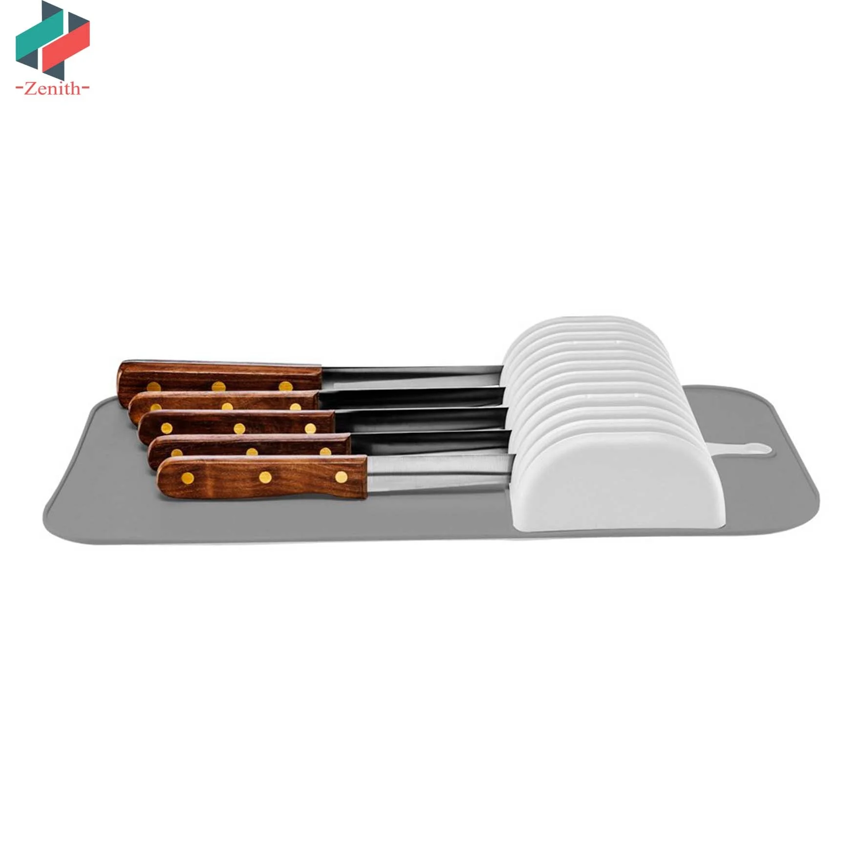 Пластиковый серый кухонный ящик ZNF00080 органайзер для ножей коврик вмещает до 11 в ящике держатель с мягким