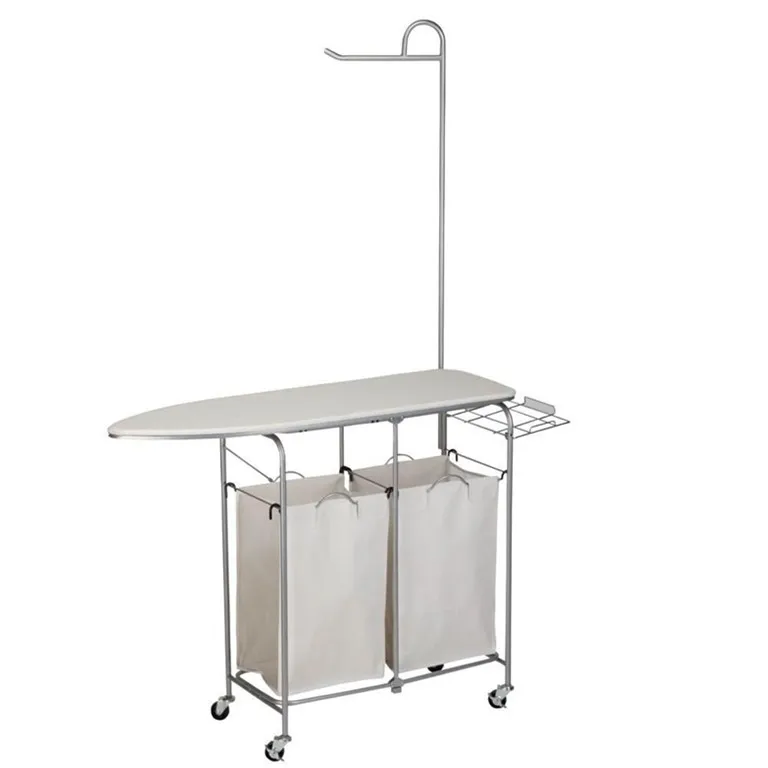 Laundry Cart Collapsible Ironing Board With Laundry Bags And 4 Wheels
