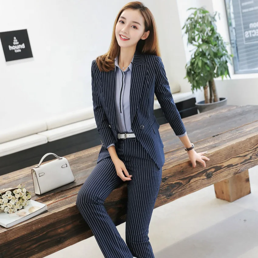 Ladies Suit Arm Design Business Blazer Women Ladies Formal Pants Suit