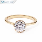Tianyu Gems 14k pure yellow gold moissanite diamonds flower setting women ring