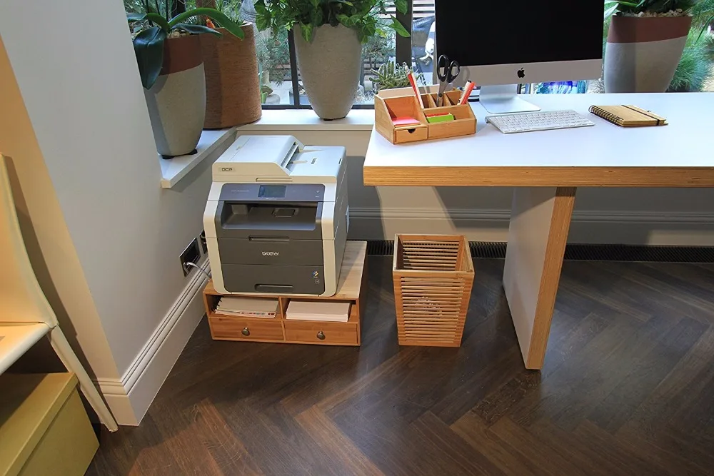 Бамбуковый принтер и подставка для монитора с настольным органайзером с ящиками